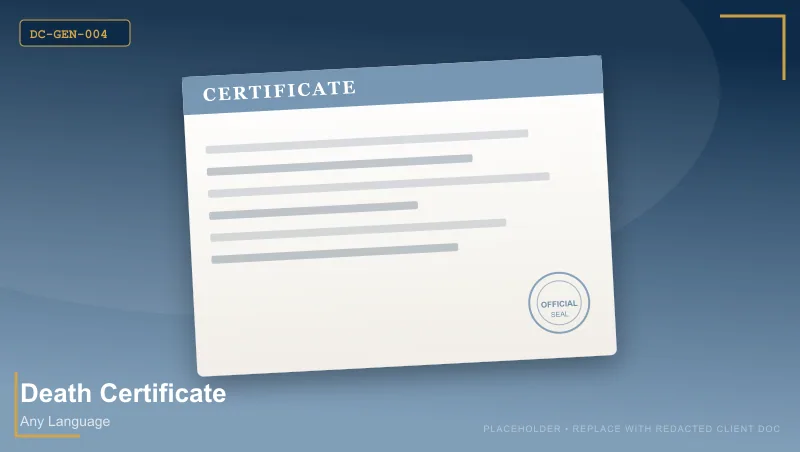 Death Certificate Translation document